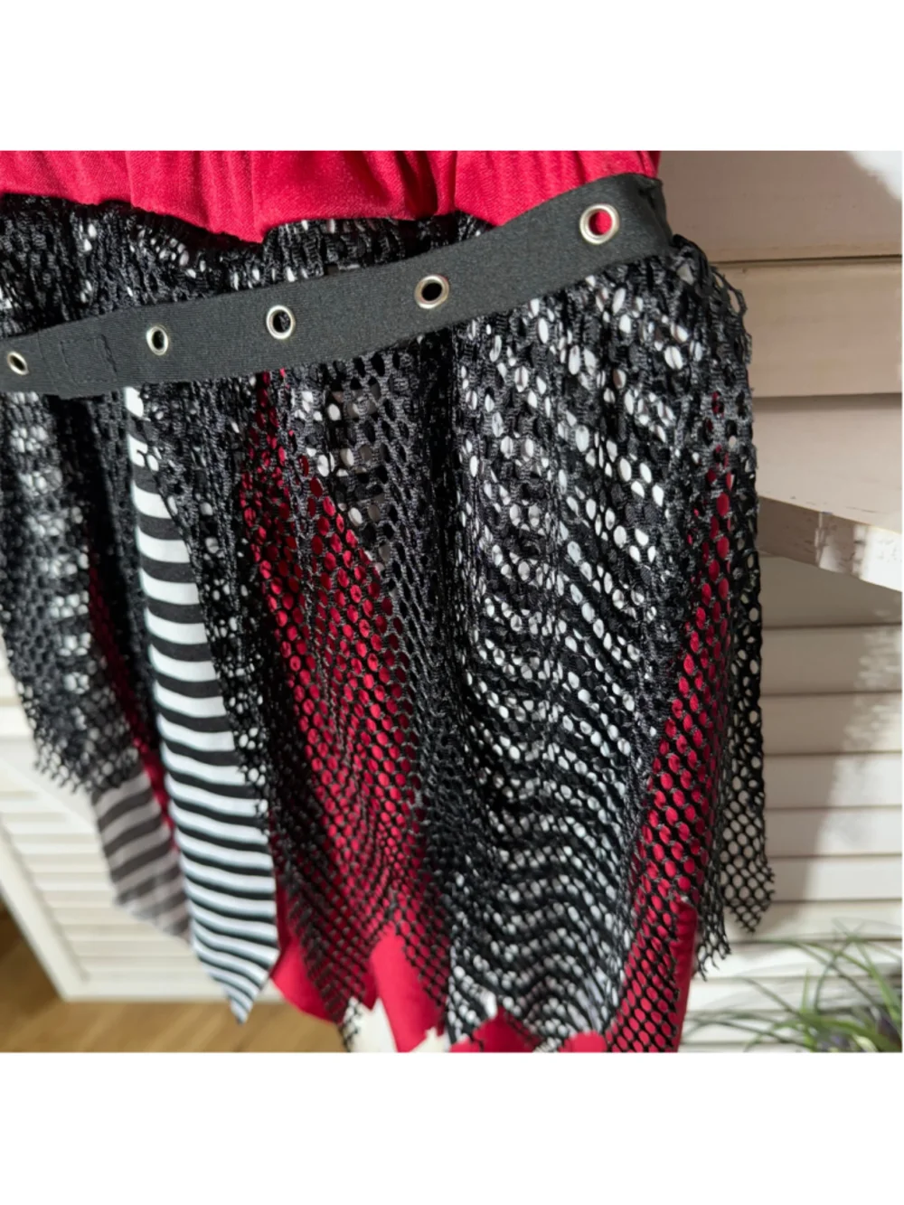 Spirit Halloween kids zombie cheerleader costume black red gothic punk alt sz L